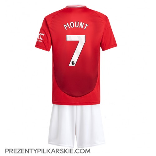 Stroje piłkarskie Manchester United Mason Mount #7 Koszulka Podstawowej dla dzieci 2024-25 Krótki Rękaw (+ szorty)